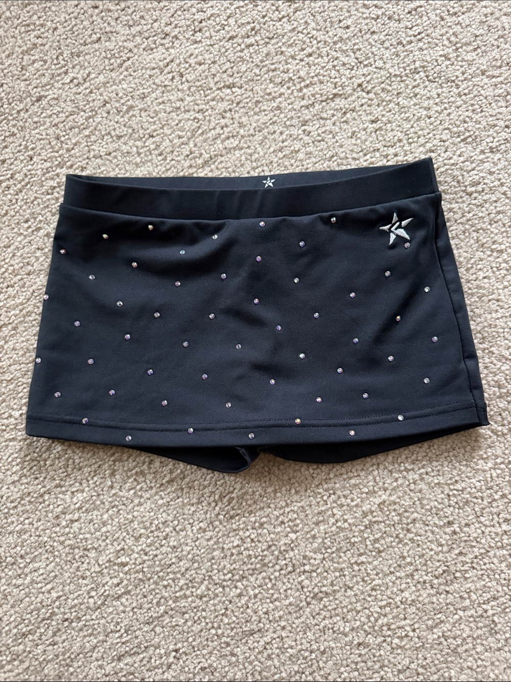 Rebel Athletic Black Crystal-Studded Women's Skort with Star Accent- youth Large